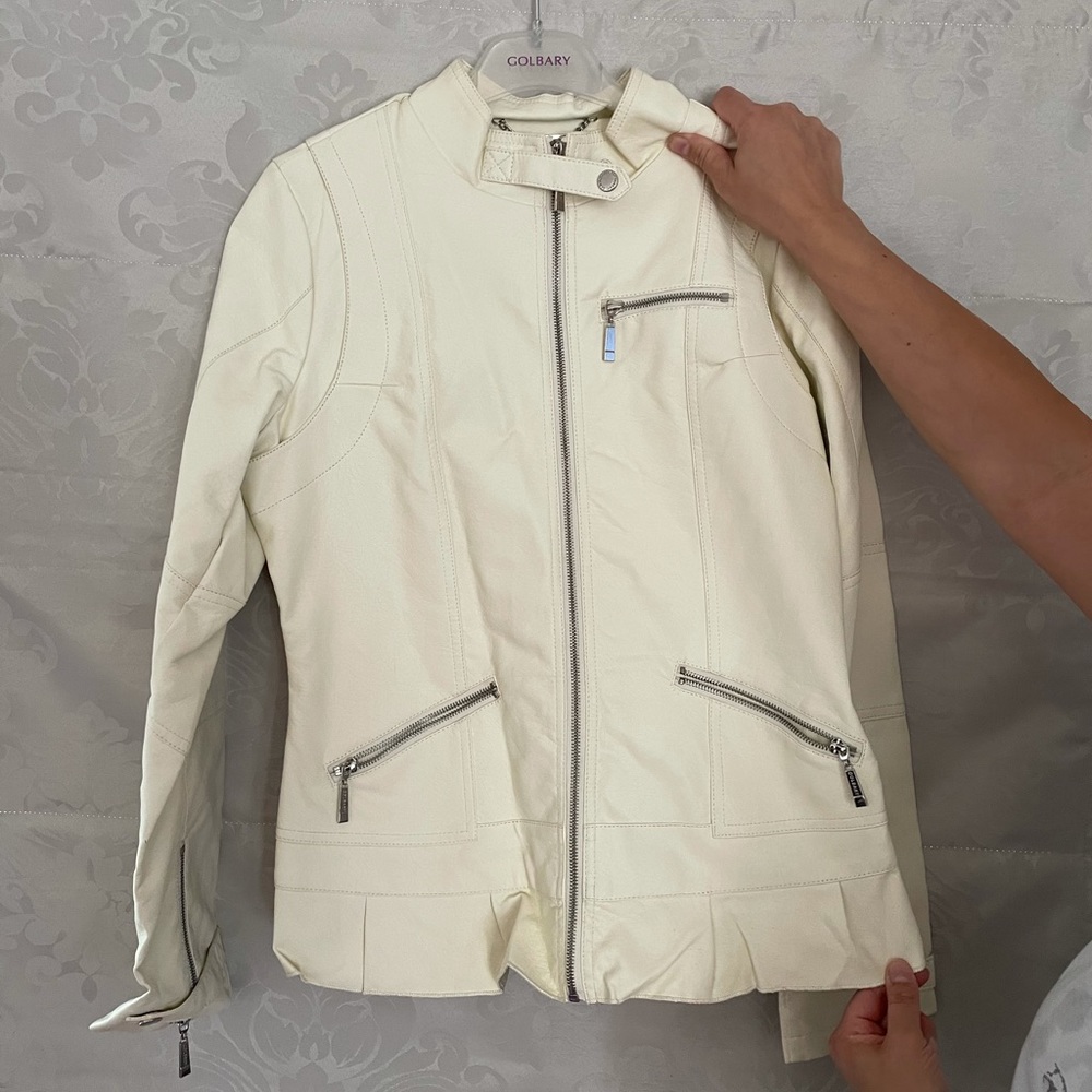 New REAL leather white jacket